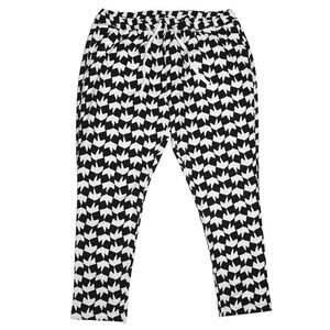 Mens Jogger Pants XL Black White Abstract Drawstring Loose Casual Lounge Harem